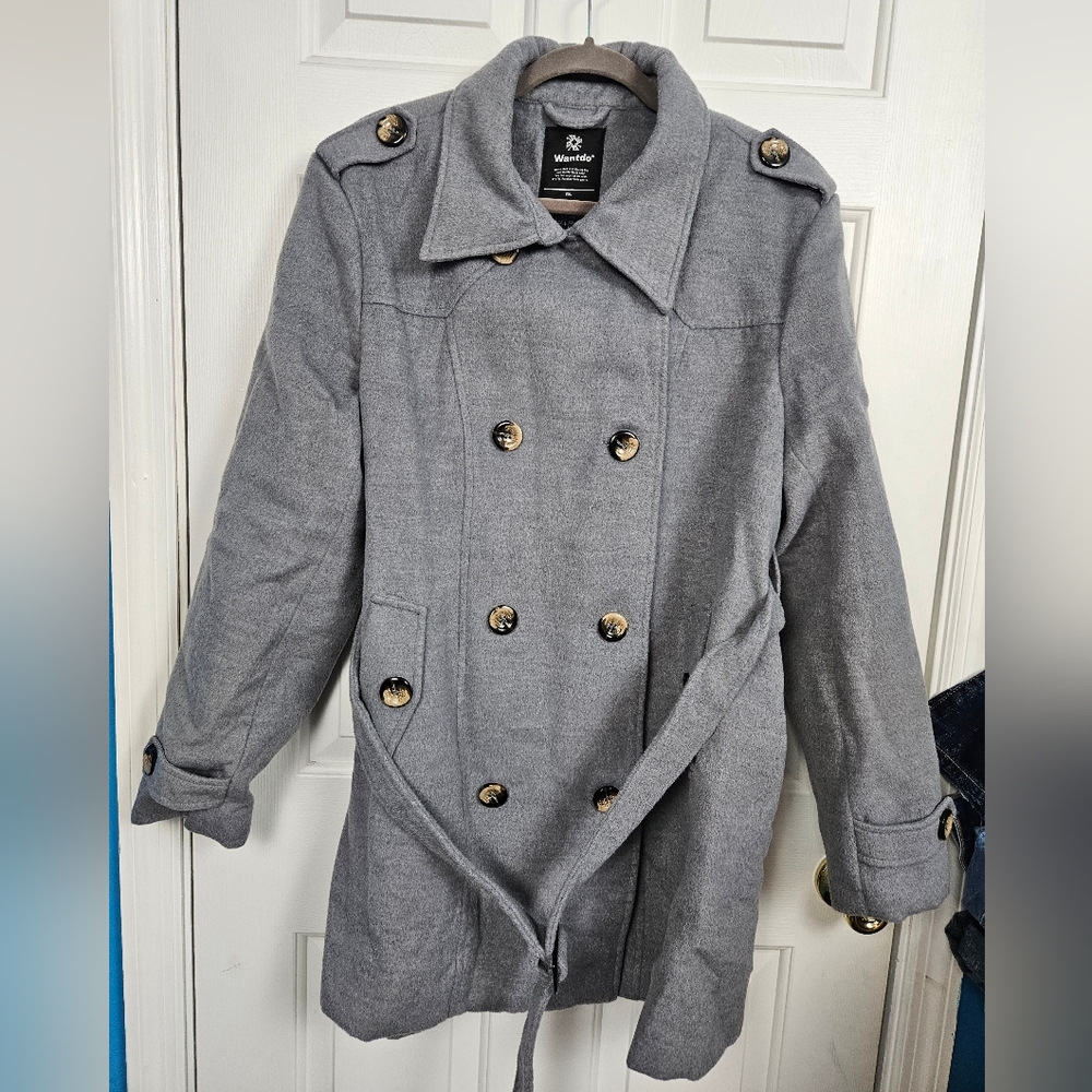 Wantdo Gray Pea Coat Size 2xl